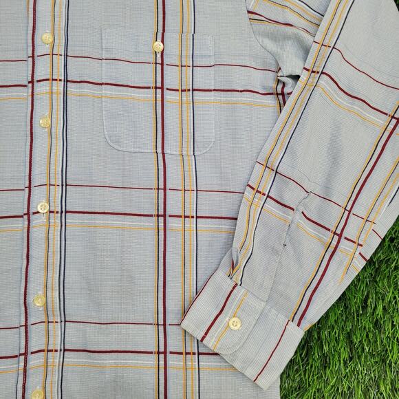 Vintage 80s MOD Plaid Button Shirt Medium 20x30 Blue USA - Picture 11 of 11